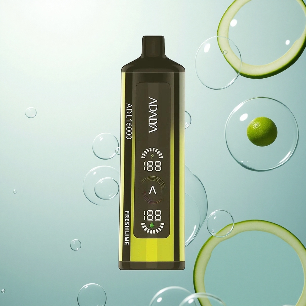 Adalya ADL 16000 PRO Puffs Čerstvá Limetka s Digitálnym Displejom a USB-C Nabíjaním Adalya ADL 16000 PRO Puffs Čerstvá Limetka s Digitálnym Displejom a USB-C Nabíjaním