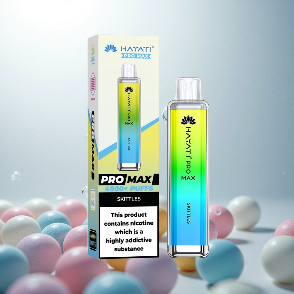 Hayati Pro Max 4000 Puffs Hayati 4000 Puffs sa teraz nazýva \"Skittles 2ml s LED a 1400mAh batériou.\"