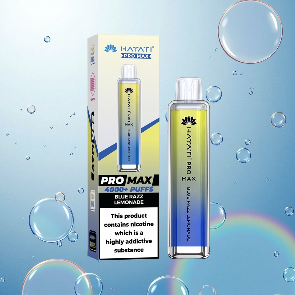Hayati Pro Max 4000 Puffs Modrá Malina Limonáda s 5% Nikotínom a Obnoviteľnou Batériou