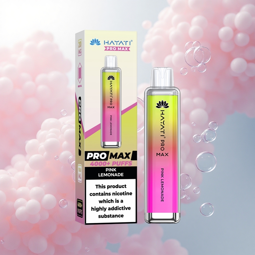 Hayati Pro Max 4000 Puffs Ružová Limonáda s Dvojitým Cievkovým Systémom a 2% Nikotínu