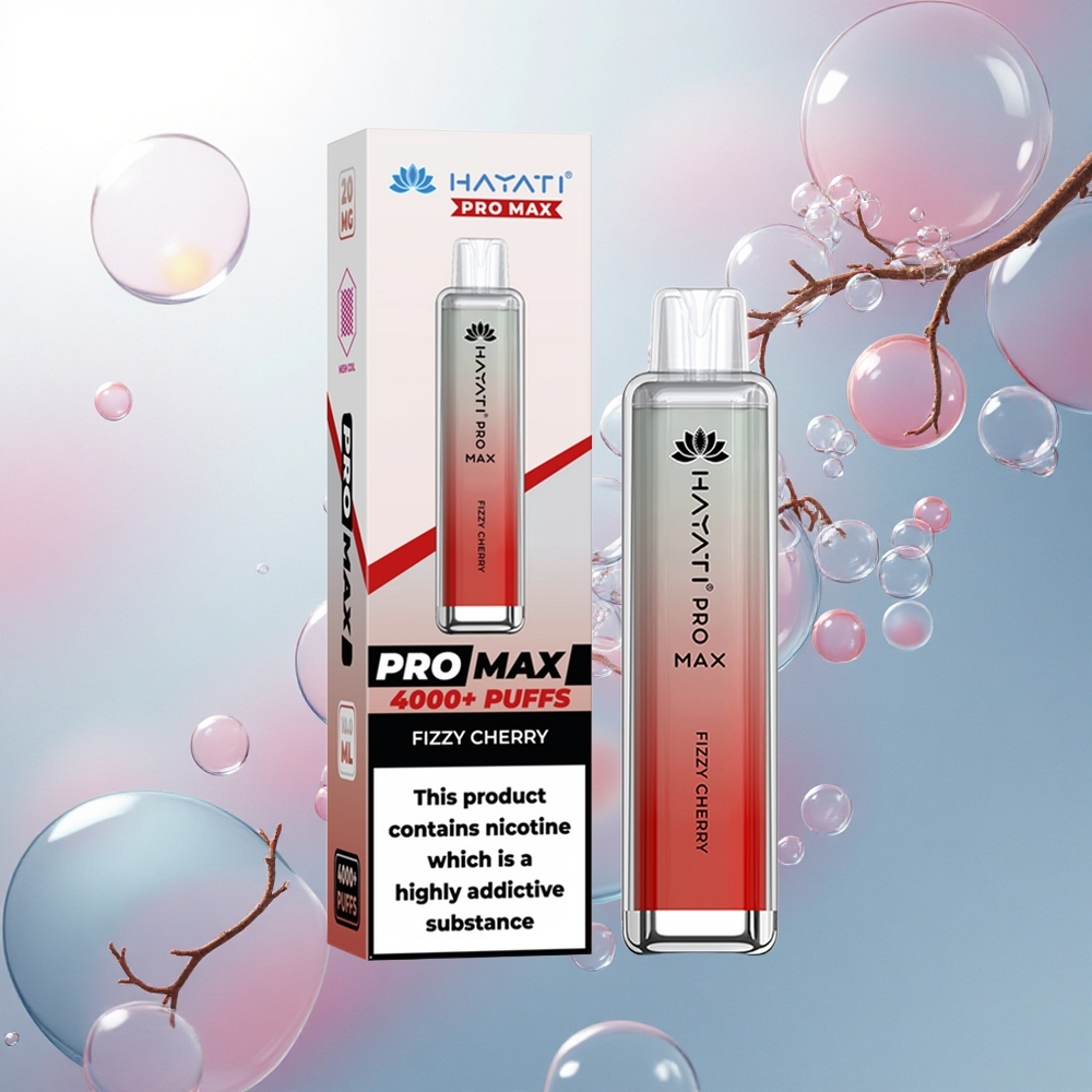Hayati Pro Max 4000 Puffs Šťavnatá Čerešňa S Dvojitým Cievkovaním a Krištáľovým Vzhľadom