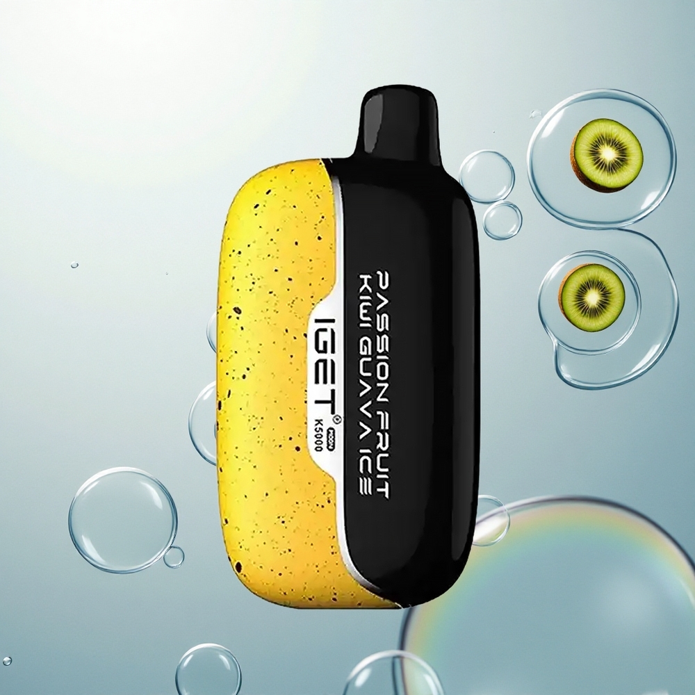 IGET Moon K5000 Puffs Passion Fruit Kiwi Guava Ice s PC materiálom a 1.35 Ohm Mesh cievkou