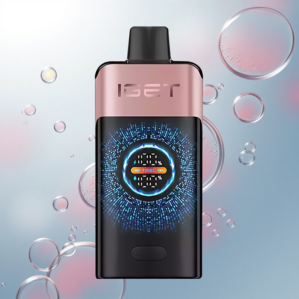 IGET ONE 12000 Puffs Jahodový Chupa Chups Turbo s Veľkým Zakriveným Farebným Displejom