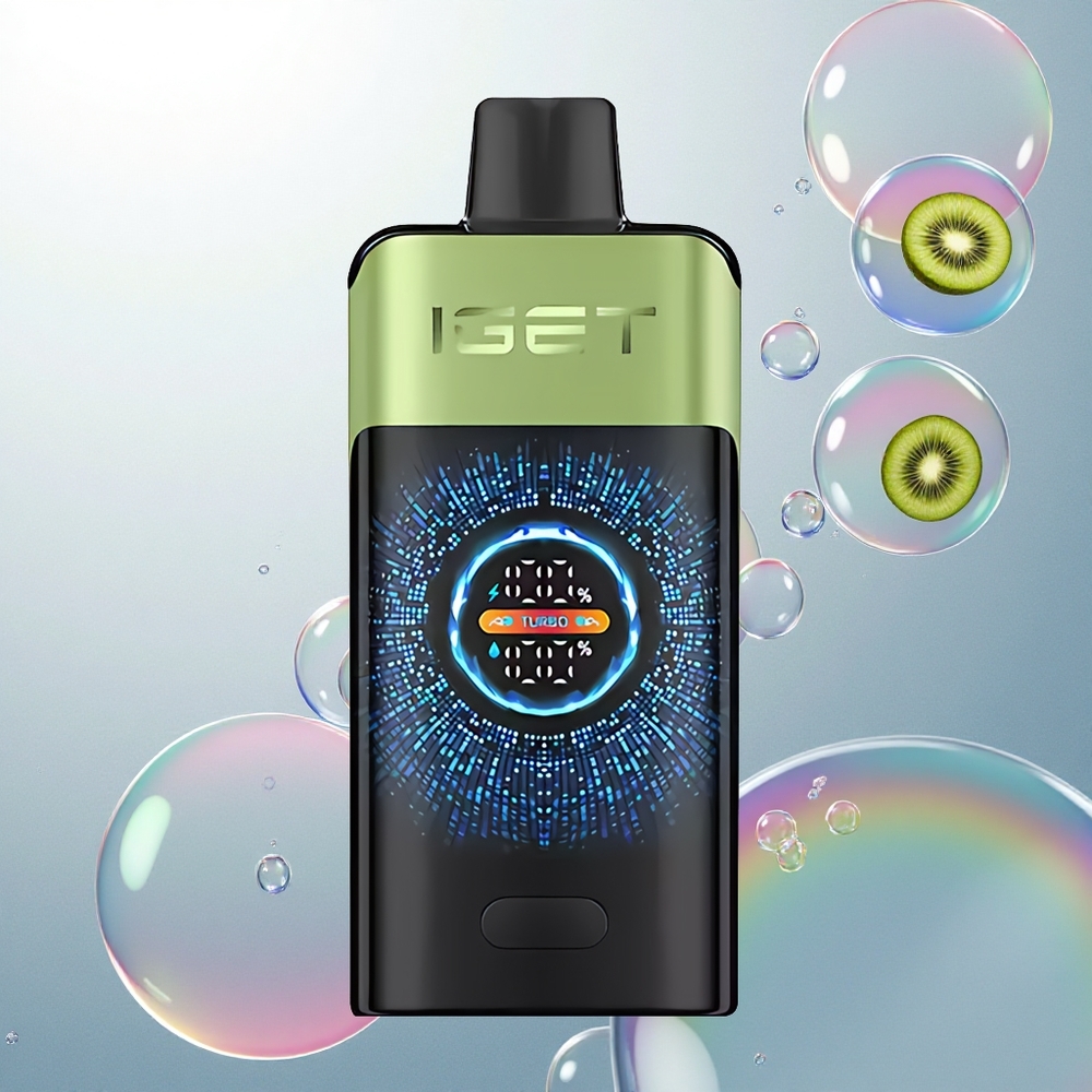 IGET ONE 12000 Puffs Jahodovo-Kiviový ľad s Veľkým Zakriveným Farebným Displejom a Dvojitým Mesh Cievkou