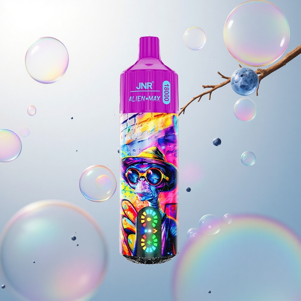 JNR Alien Max 18000 Broskyňa Čučoriedka Candy s Duálnym Mriežkovým Cievkovaním & Rýchlym Nabíjaním