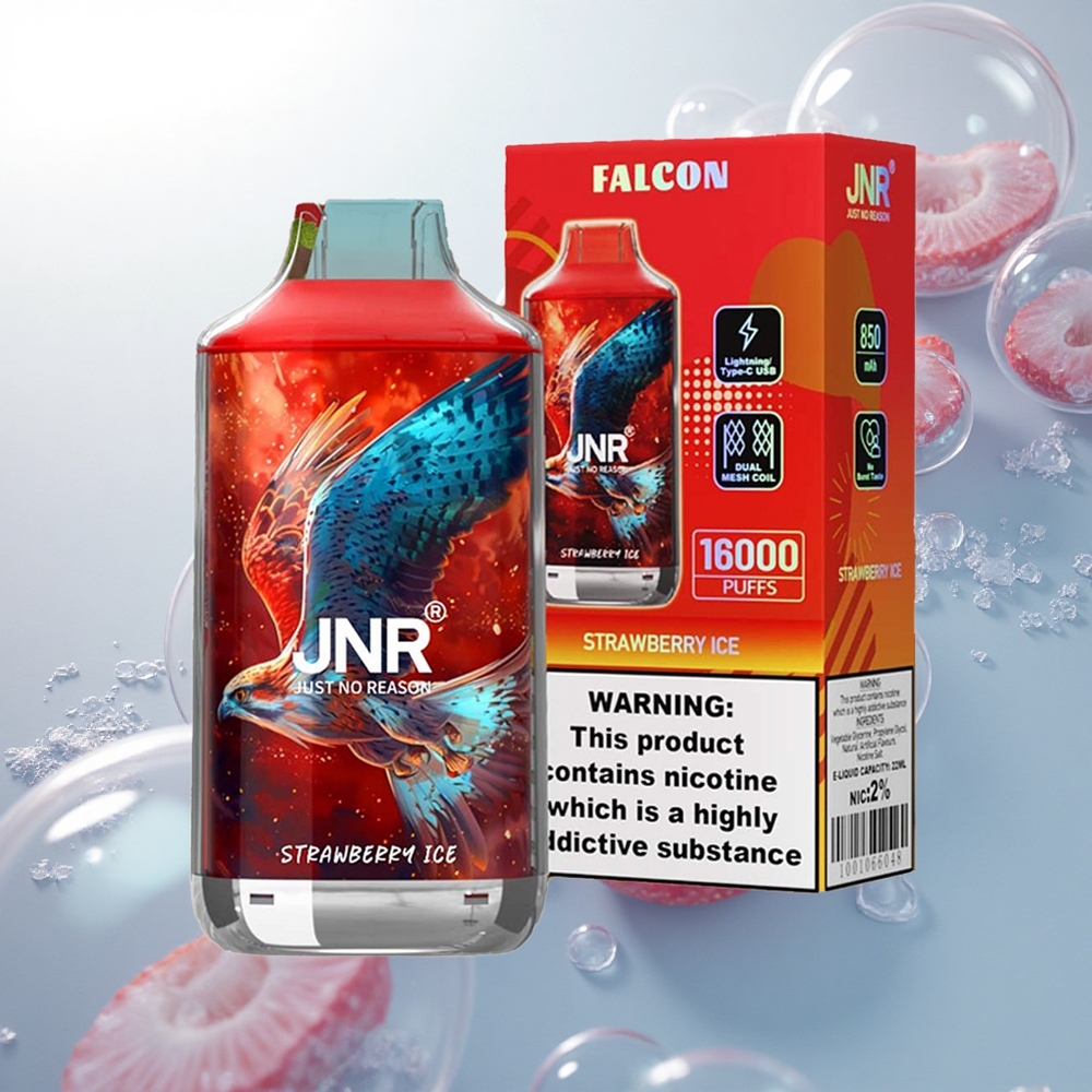 JNR Falcon 16000 Jahodový ľad s 22ml a Dual Mesh Cievkou