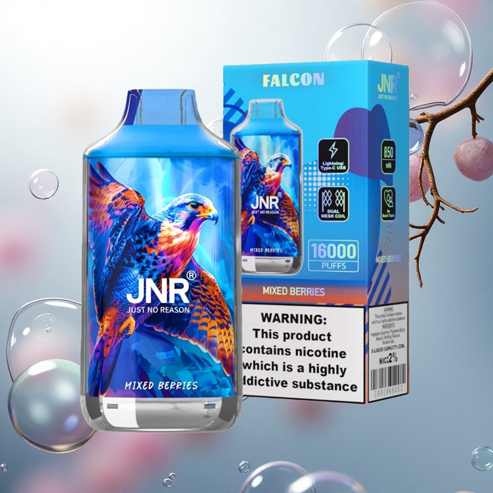 JNR Falcon 16000 Jahodovo-Malínový Dvojitý Mriežkový Cievka 22ml