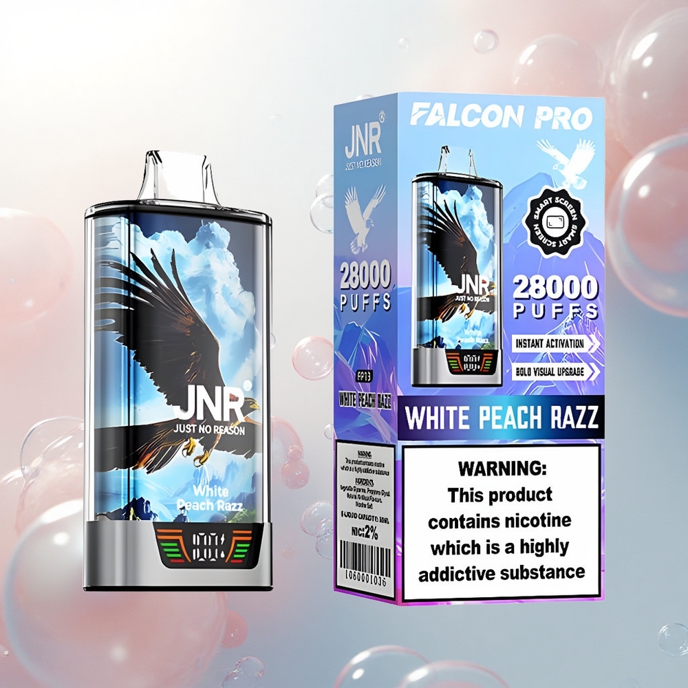 JNR Falcon Pro 28000 Biela Broskyňa Malina 30ml Dual Mesh USB-C