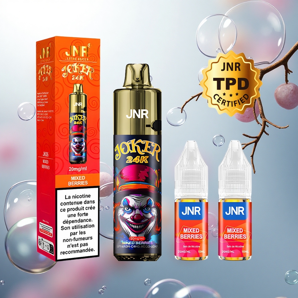 JNR Joker 24K Jahodovo-Malinový Refillable s Viditeľnou Hladinou a Typ-C Nabíjaním