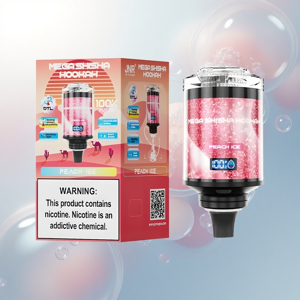 JNR Mega Shisha Hookah 100K Broskevový ľad s Typ-C a 2200mAh