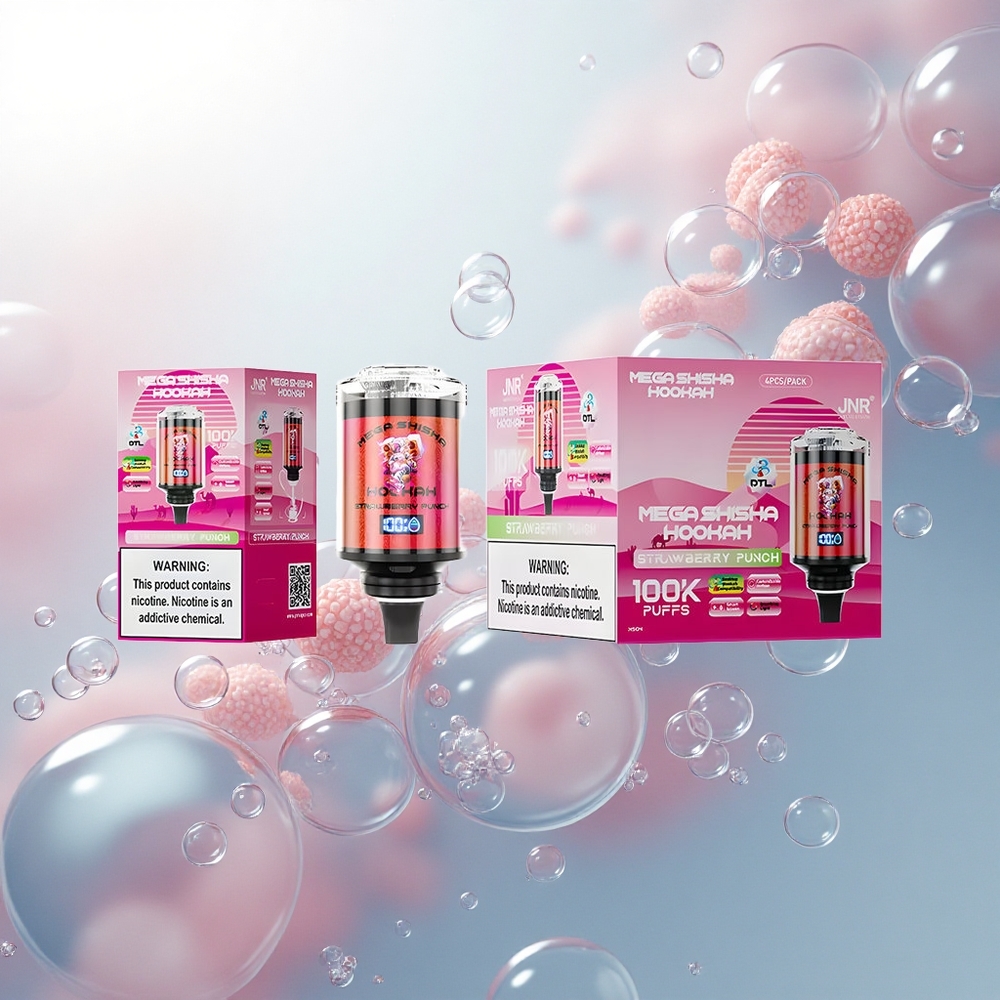 JNR Mega Shisha Hookah 100K Jahodový Punč 60ml 2200mAh Typ-C