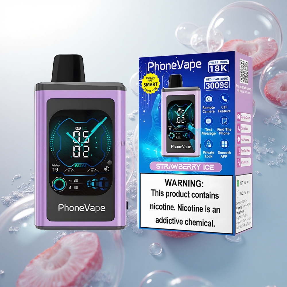 JNR PhoneVape 30000 Jahodový ľad s Turbo Režimom a Plnou Obrazovkou
