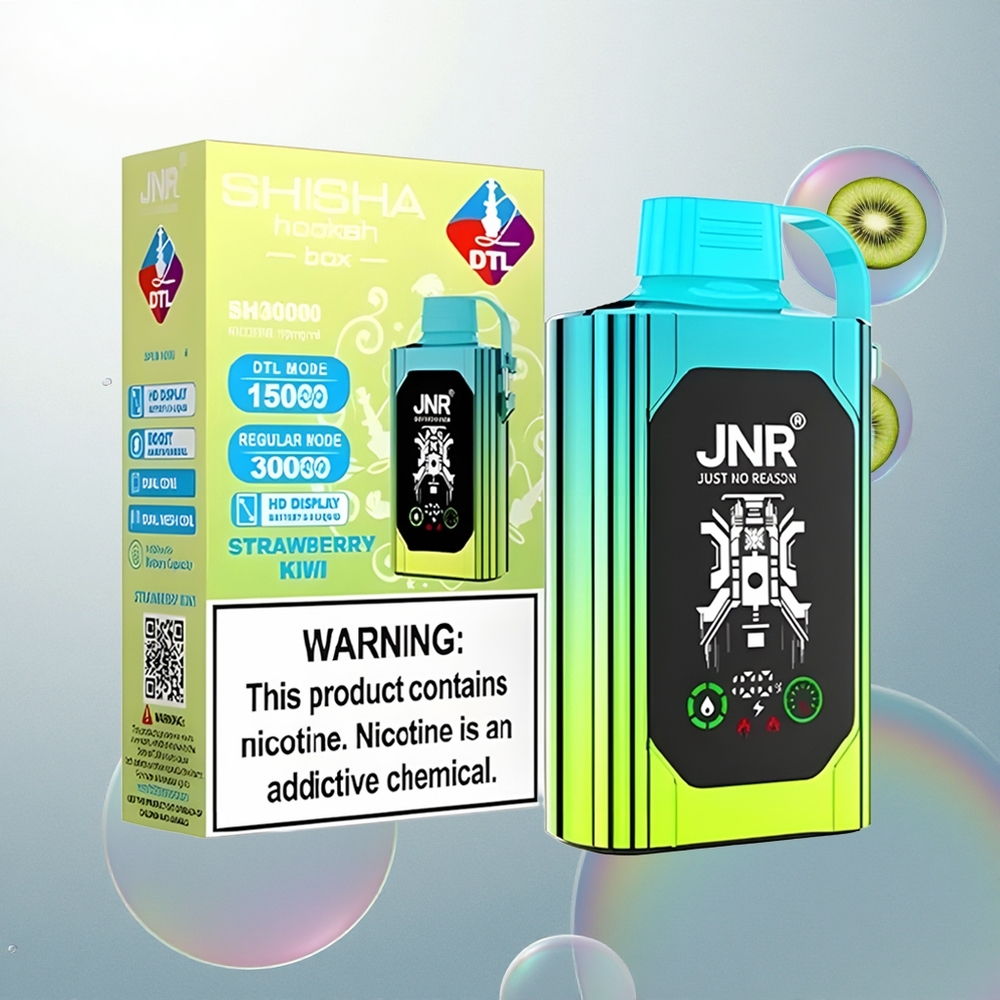 JNR Shisha Hookah Box 20500 Jahodové Kiwi s HD Displejom a Dual Mesh Coil