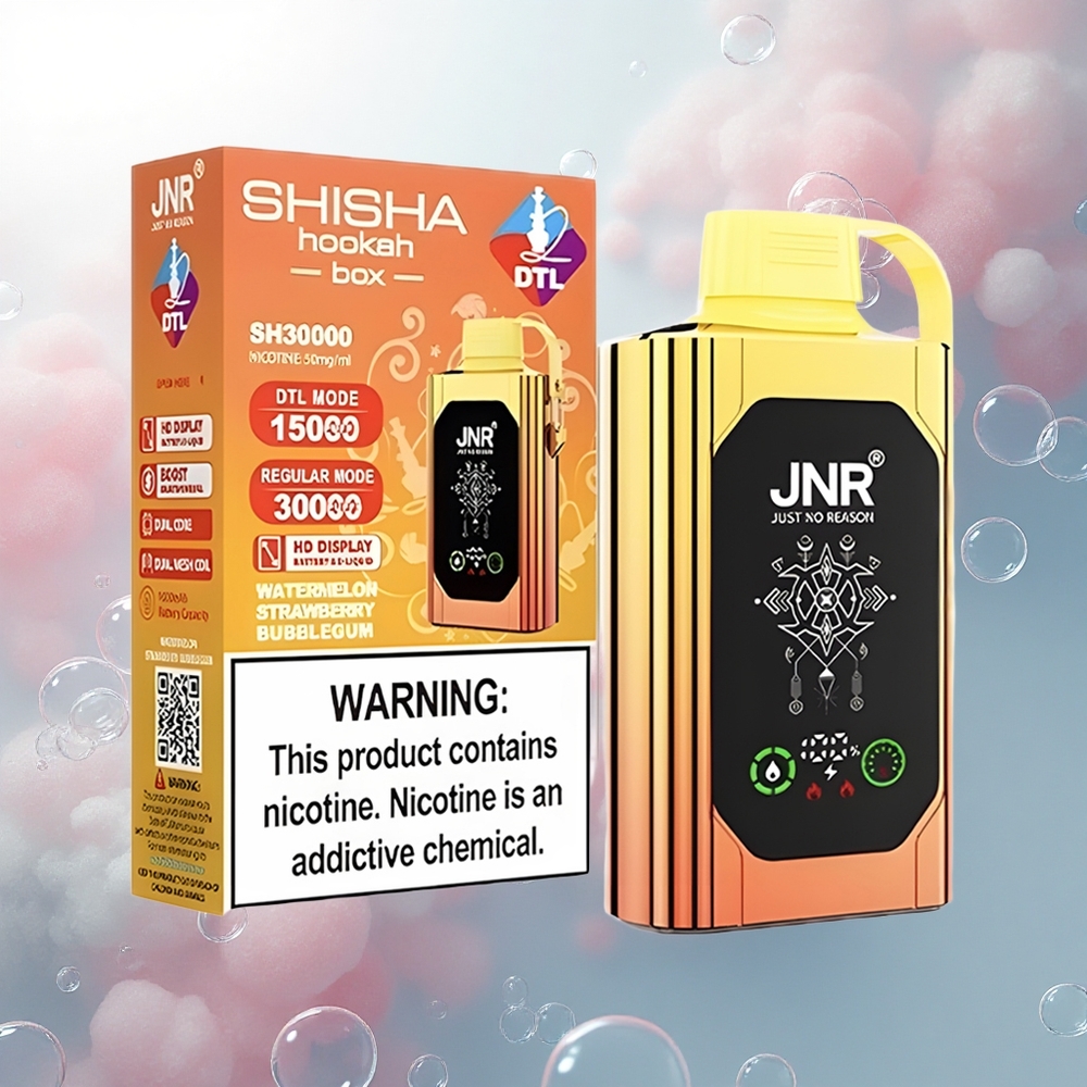 JNR Shisha Hookah Box 20500 Vodný Melón Jahoda Bubblegum s HD Displejom a Dual Mesh Coil