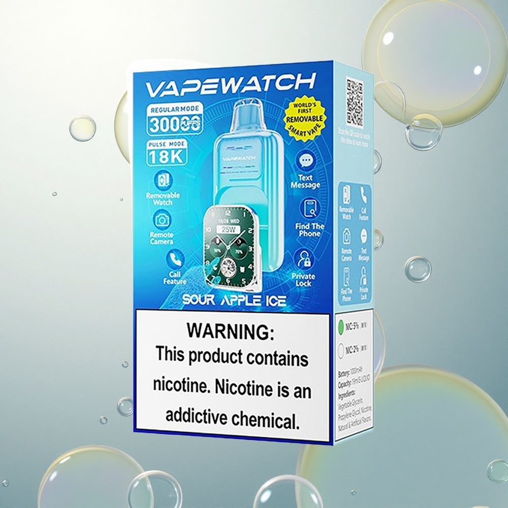 JNR VapeWatch 30000 Kyslé Jablko Ľadový s 19mL a Dvojitým Mesh Cievkou