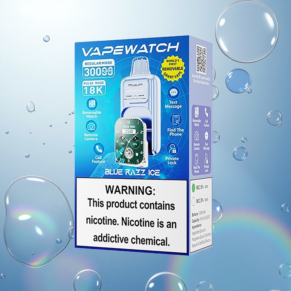 JNR VapeWatch 30000 Modrý Malinový Ľad s 19mL a Dual Mesh Cievkou