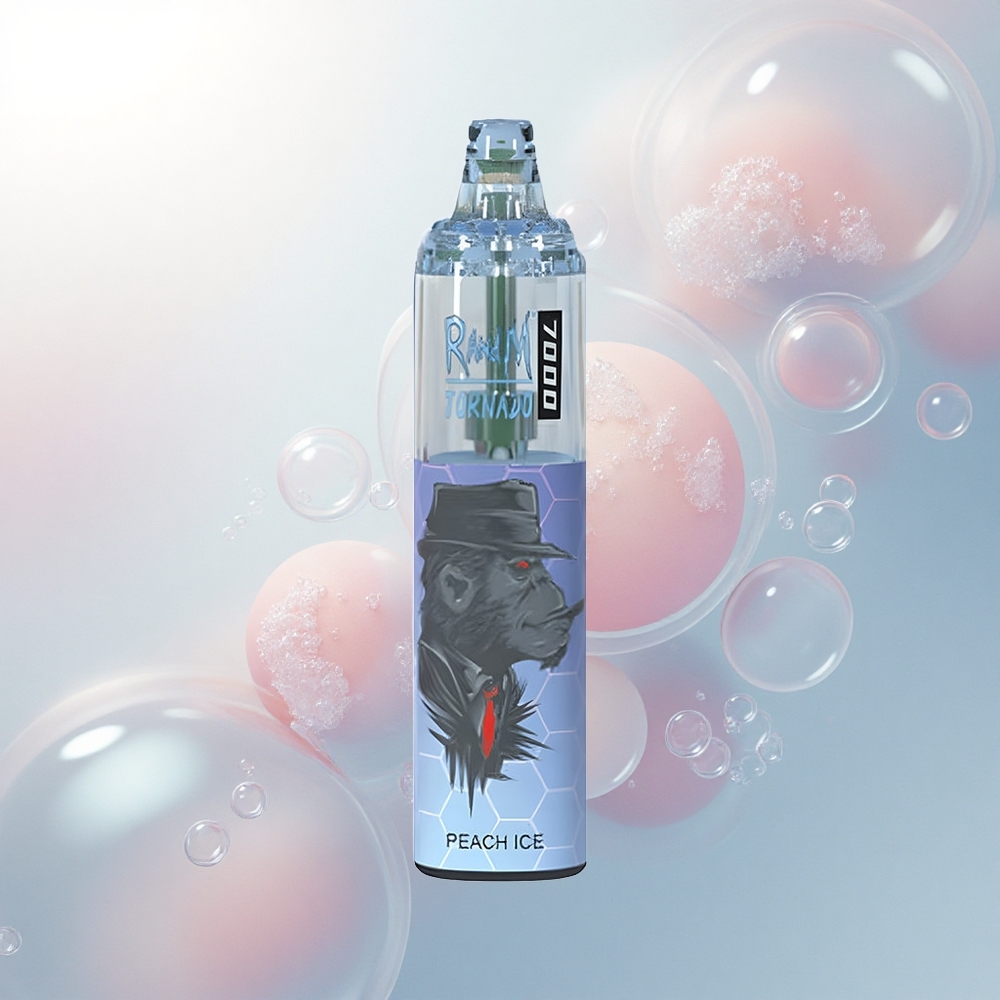 RandM Fumot Tornado 7000 Puffs Broskyňový ľad s Mesh Cievkou a Typom-C