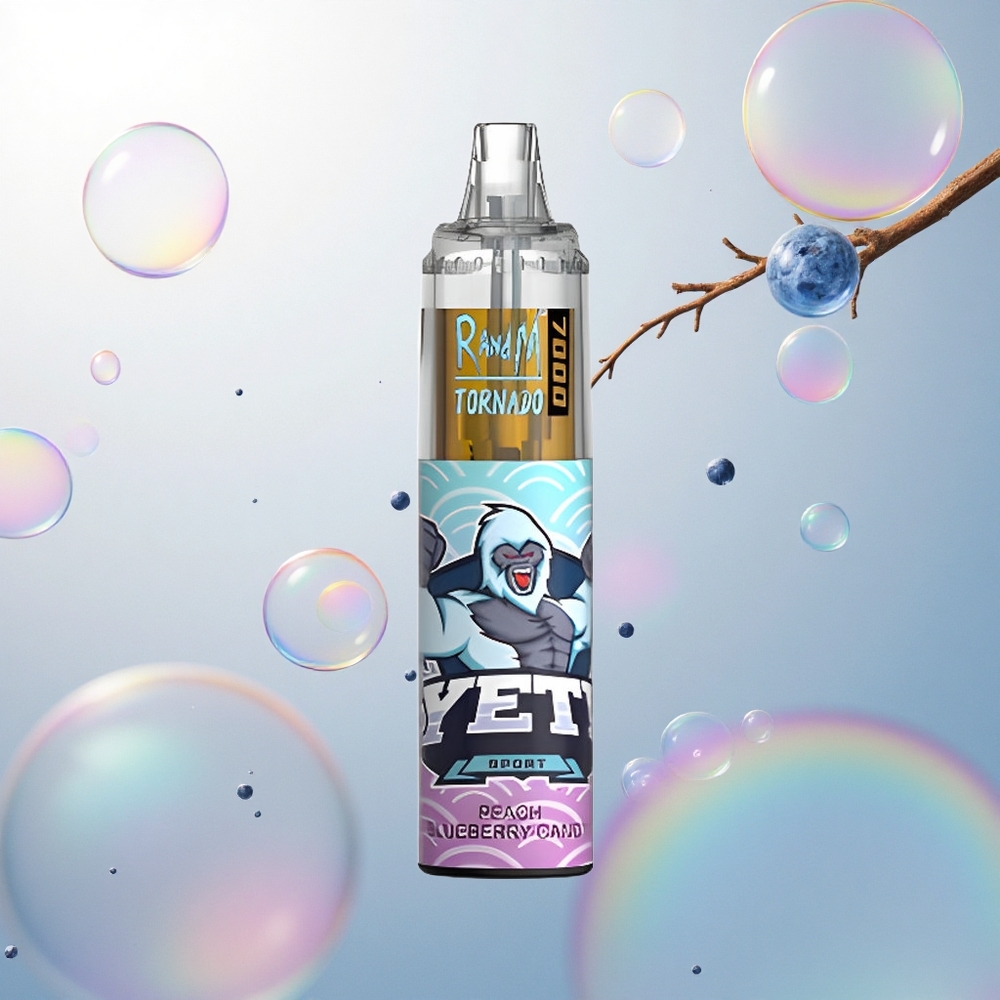 RandM Fumot Tornado 7000 Puffs Broskyňovo-Čučoriedková Candy s 14 ML a Typom-C