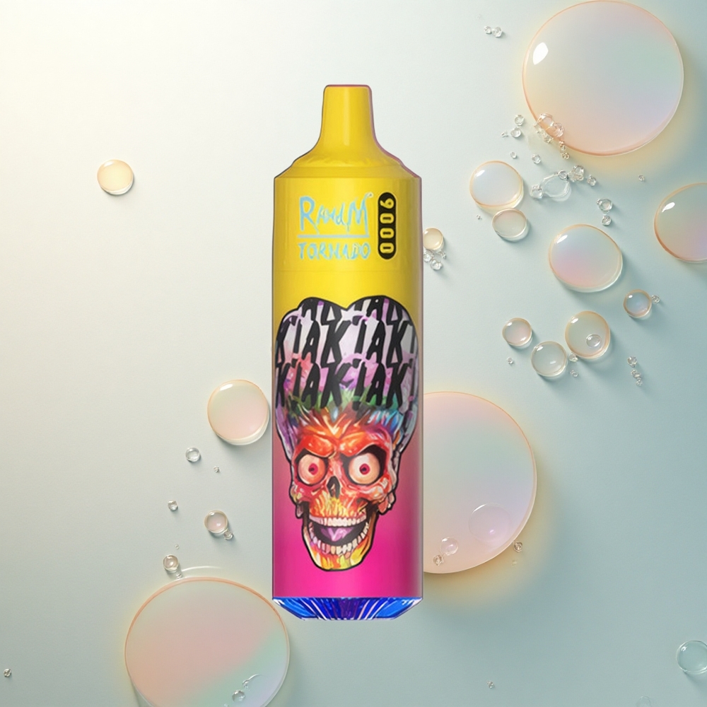 RandM Fumot Tornado 9000 Puffs Broskyňový Ananásový Mango s Mesh Coil a RGB Displejom