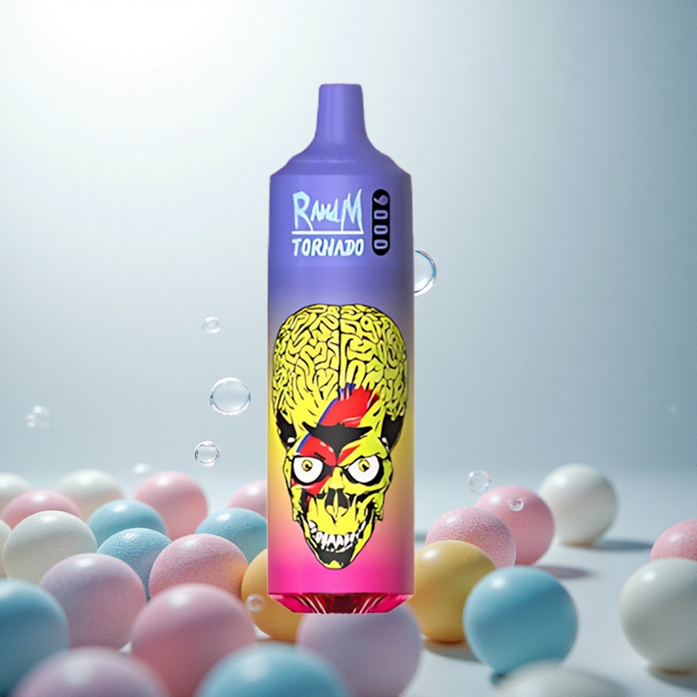 RandM Fumot Tornado 9000 Puffs Dušičkové Tornádo 9000 s Mriežkovou Cievkou a Farebným Displejom