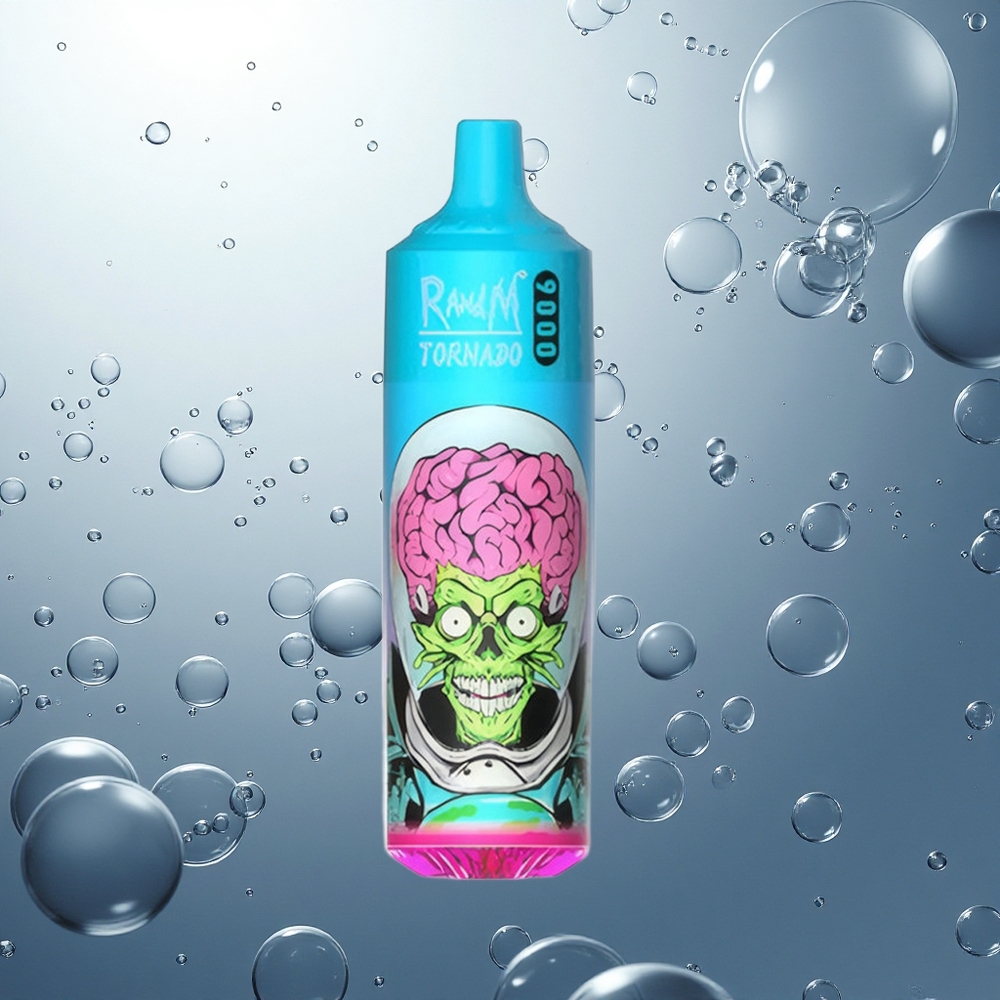 RandM Fumot Tornado 9000 Puffs Čierny Drak Ľadový s Mesh Cievkou a RGB Displejom